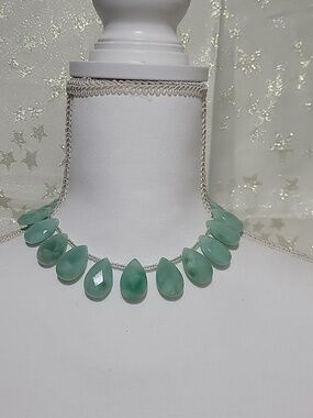 Green Teardrop Gemstone Necklace - Unbranded